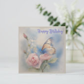 Papillon et Fleur Carte Plat Anniversaire (Debout devant)