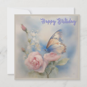 Papillon et Fleur Carte Plat Anniversaire