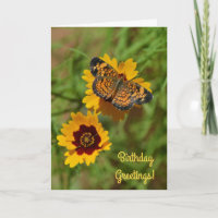 Papillon et Fleur sauvage Floral carte d'anniversa