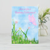Papillon et fleurs Invitation d'anniversaire (Debout devant)