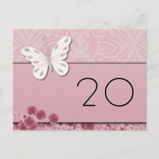 Papillon et fleurs Numéro de tableau Carte postale (Devant)