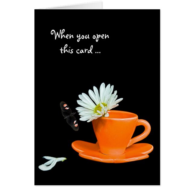 papillon et marguerite dans la tasse de thé (Devant)