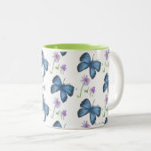 Papillon et Mug de café à fleurs (Devant droit)