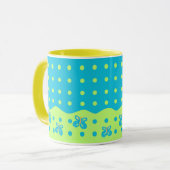 Papillon et points Mug bleu vert (Devant gauche)