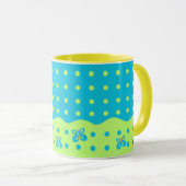 Papillon et points Mug bleu vert (Devant droit)