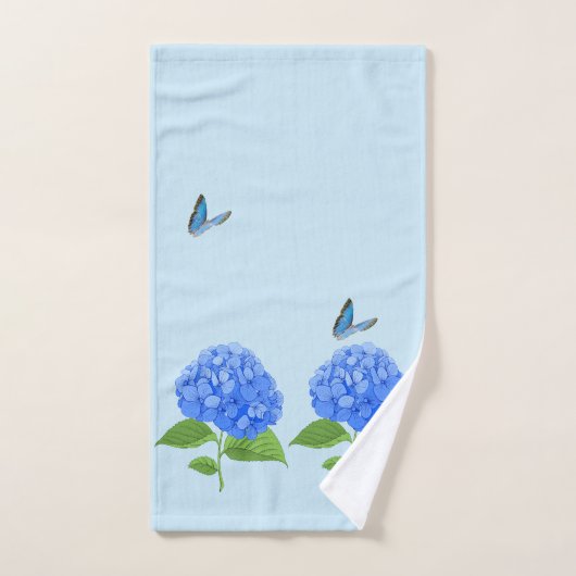 Papillon et serviette à main hydrangea (Serviette à main)