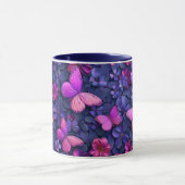 Papillon et tasse de fleurs attrayants 3D (Centre)