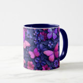 Papillon et tasse de fleurs attrayants 3D (Devant droit)