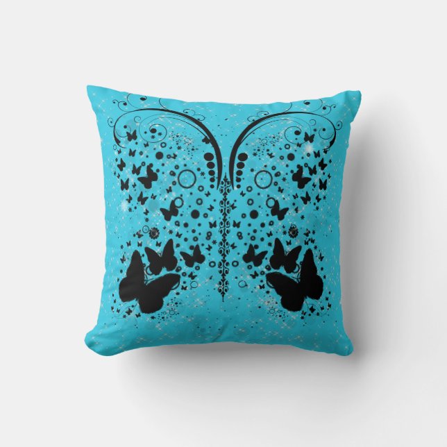 Papillon étincelle AQUA BLEU Coussin (Recto)
