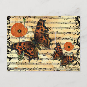 Papillon européen avec carte postale Poppy