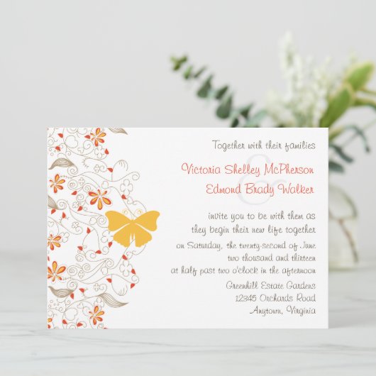 Papillon Faire-part de mariage (Debout devant)