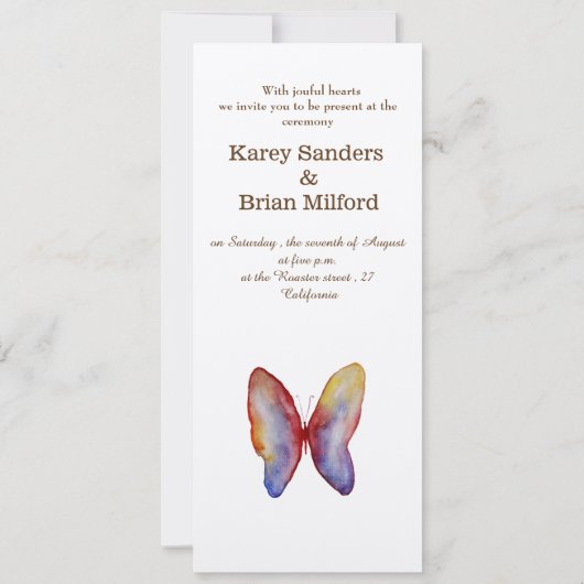 Papillon, Faire-part de mariage d'aquarelle (Dos)