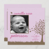 papillon fille faire-part de naissance (Devant / Derrière)