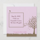 papillon fille faire-part de naissance (Dos)