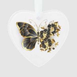 Papillon fleur d'or avec orchidée noire