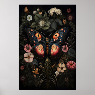 Papillon Fleur foncé, Impression murale de papillo