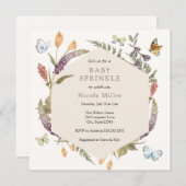 Papillon Fleur Jardin Bébé Saupoudrer Invitation (Devant / Derrière)