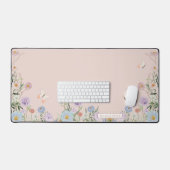 Papillon fleur sauvage Aquarelle rose pâle (Clavier et souris)