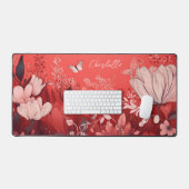 Papillon Fleur sauvage rose rouge Nom personnalisé (Clavier et souris)