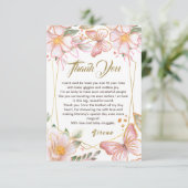 Papillon & Fleurs Rose Belle Carte de remerciement (Debout devant)