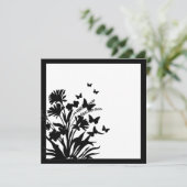 Papillon floral blanc noir invitations simples (Debout devant)