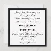 Papillon floral blanc noir invitations simples (Dos)