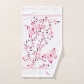 Papillon floral blanc rose chaud Monogramme (Serviette à main)