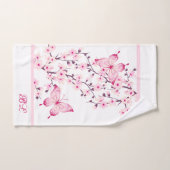 Papillon floral blanc rose chaud Monogramme (Serviette à main)