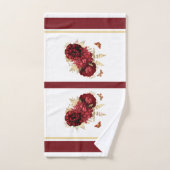 Papillon floral d'or rouge rose (Serviette à main)