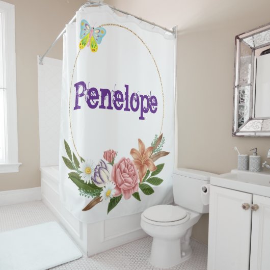 Papillon floral du rideau de douche (En situation)