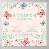 Papillon Floral Garden Baby Statistiques Poster (Devant)
