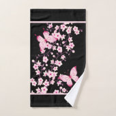 Papillon floral noir rose monogramme (Serviette à main)