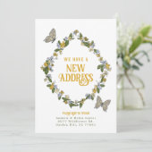 Papillon floral Nouvelle carte Faire-part d'adress (Debout devant)