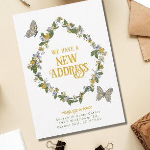 Papillon floral Nouvelle carte Faire-part d'adress
