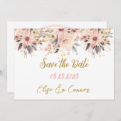 Papillon floral rose et or Enregistrer les cartes (Devant / Derrière)