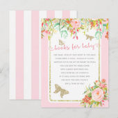 Papillon Floral Rose fille Baby shower carte livre (Devant / Derrière)