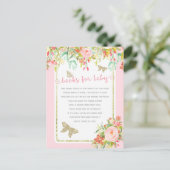 Papillon Floral Rose fille Baby shower carte livre (Debout devant)