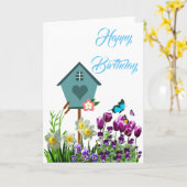 Papillon Flower Garden Carte de voeux Anniversaire (Fleur jaune)
