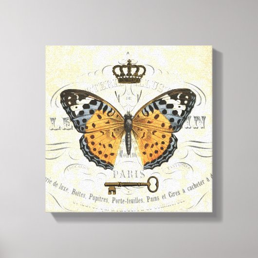 Papillon français vintage toile étirée (Recto)