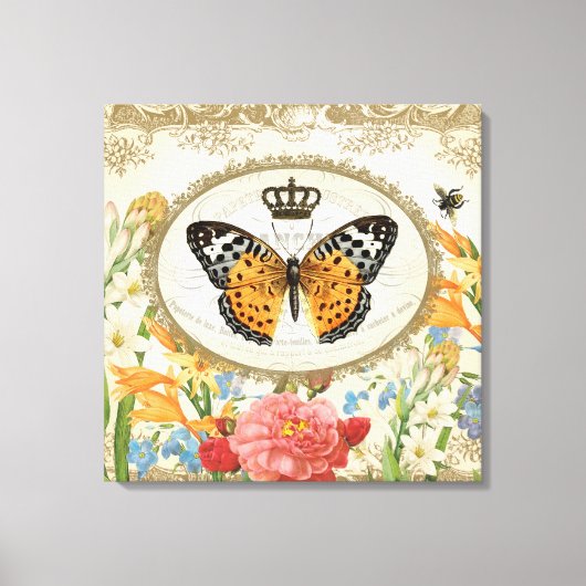 Papillon français vintage toile étirée (Recto)