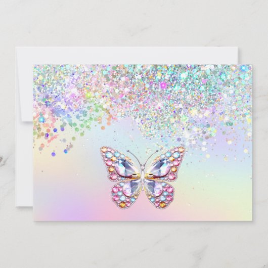 Papillon Gemmes Invitation Anniversaire (Dos)