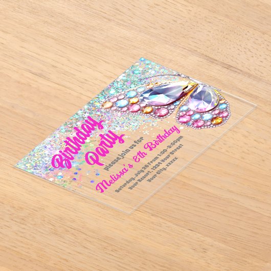 Papillon Gemmes Invitation Anniversaire (Poser)