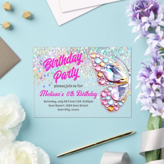 Papillon Gemmes Invitation Anniversaire (Insitu (Mariage))