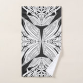 Papillon gris noir et blanc abstrait ailé (Serviette à main)