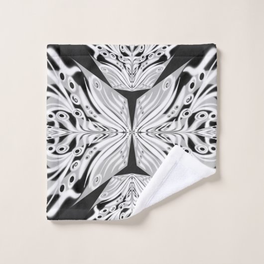 Papillon gris noir et blanc ailé Abstrait (Gant de toilette)