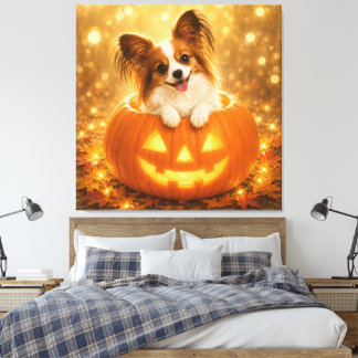 Papillon Halloween Pompoen – Schattige Jack O Lant Canvas Afdruk