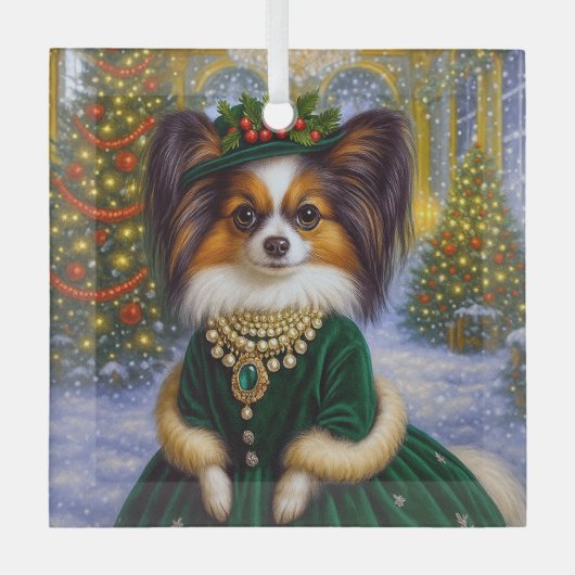 Papillon Holiday  Glas Ornament (Voorkant)