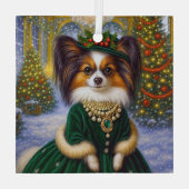 Papillon Holiday  Glas Ornament (Achterkant)