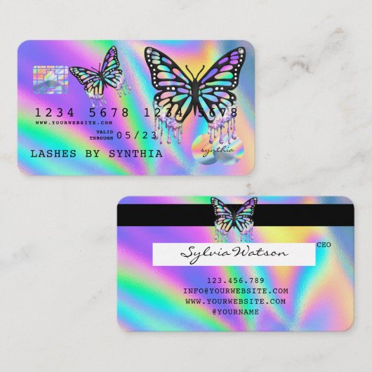 Papillon Holographe Style moderne de carte de créd (Devant / Derrière)