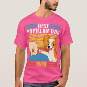 Papillon hond en papa hand aan hand beste papillon t-shirt